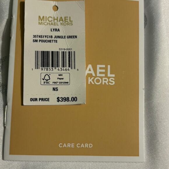 Michael Kors NWT Lyra Small Signature Logo Pochette Jungle Green - Picture 8 of 8